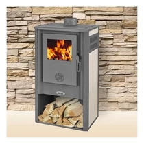 Sobă pe lemne din tablă de oțel BLIST KONZUL LM, 7-9 kW, gri închis, crem