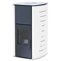 Termoșemineu pe peleți WENTOREX GARLATE PS-H 13 kW alb, complet echipat, cu pompă, vas de expansiune și aprindere automată