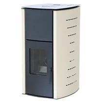 Termoșemineu pe peleți WENTOREX GARLATE PS-H 13 kW crem, complet echipat, cu pompă, vas de expansiune și aprindere automată