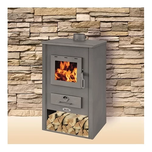 Semineu (Sobă) pe lemne BLIST B1 EKO din tablă de oțel (7-9 kW gri închis)