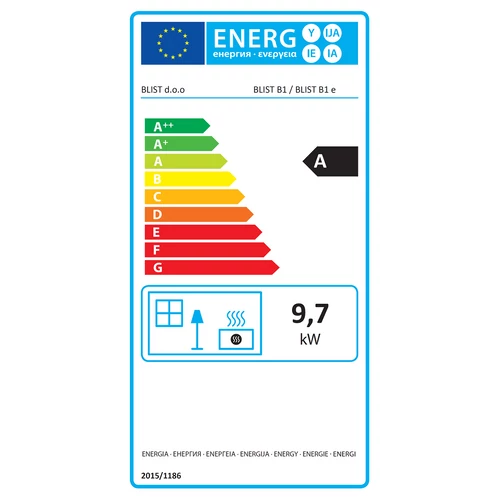 Sobă pe lemne din tablă de oțel BLIST B1 EKO, 7-9 kW, gri închis