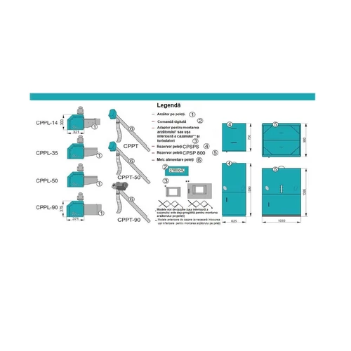 Centrometal Cm Pelet-set 20 kW arzător pe peleți cu control prin ecran tactil și rezervor de peleți
