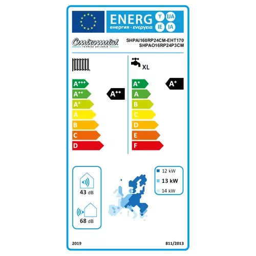 Pompă de căldură aer-apă Centrometal HP-Cm Split Tower EH de 16 kW cu compresor cu invertor (R32 / 400V / A+++)