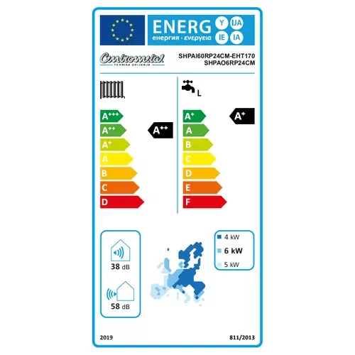 Pompă de căldură aer-apă Centrometal HP-Cm Split Tower EH de 6 kW cu compresor cu invertor (R32 / 230V / A+++)