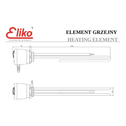 Element de încălzire electric Eliko cu termostat încorporat de 5/4 "inch (zincat - 3 kW)