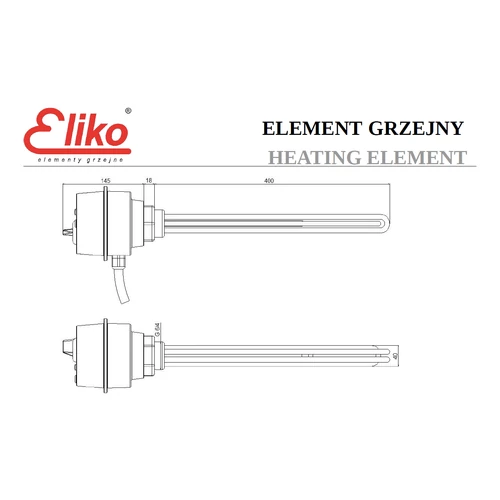 Element de încălzire electric Eliko cu termostat încorporat de 6/4 "inch (galvanizat – 4,5 kW)
