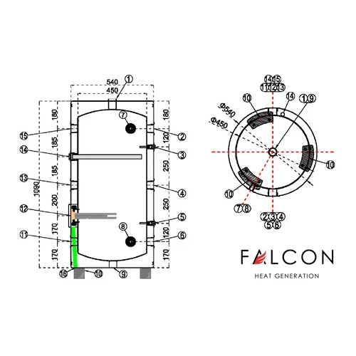 FALCON HPBe 150 INOX puffer pentru răcire și încălzire pentru pompă de căldură (150 litri / 3 kW)