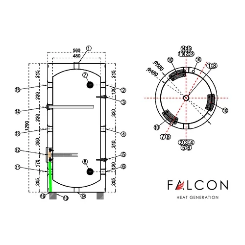 FALCON HPBe 200 INOX puffer pentru răcire și încălzire pentru pompă de căldură (202 litri / 3 kW)