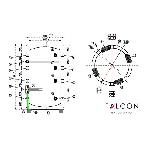 FALCON HPBe 300 INOX puffer pentru răcire și încălzire pentru pompă de căldură (304 litri / 3 kW)