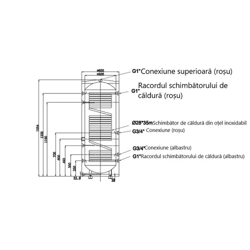Boiler pentru pompa de caldura cu serpentina marita din inox FALCON HPHV S 200 montaj pe sol, izolatie termica
