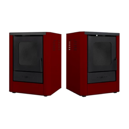 Termosemineu pe lemne FALCON RIMINI COMODO Central W18 cu cameră de apă (18 kW - burgundia)