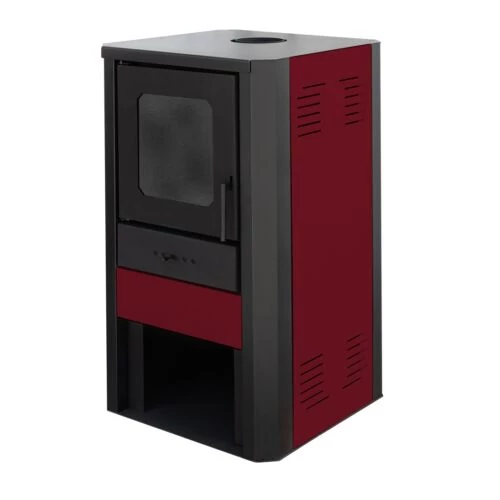 Termosemineu pe lemne FALCON MONZA COMODO Central W27 cu cameră de apă (27 kW - burgundia)