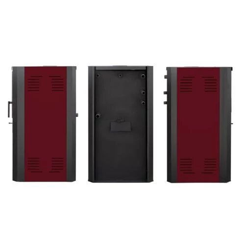 Termosemineu pe lemne FALCON MONZA COMODO Central W27 cu cameră de apă (27 kW - burgundia)