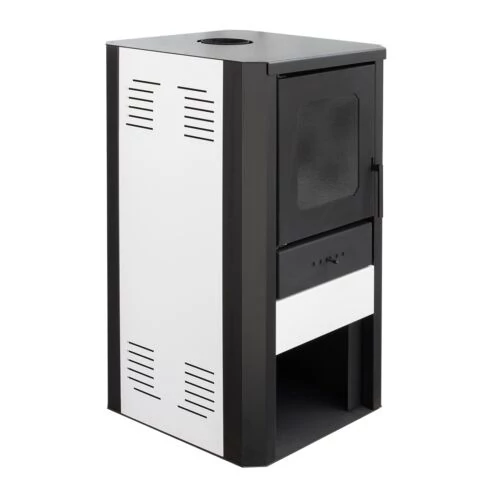 Teremosemineu pe lemne FALCON MONZA COMODO Central W27 cu cameră de apă (27 kW - alb)