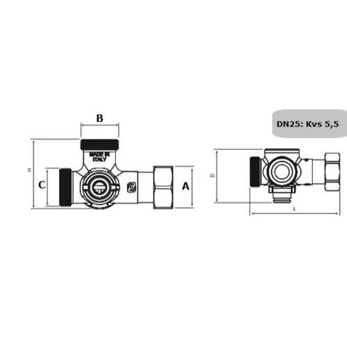 Ventil de deviere si servomotor Novasfer cu 3 cai 1