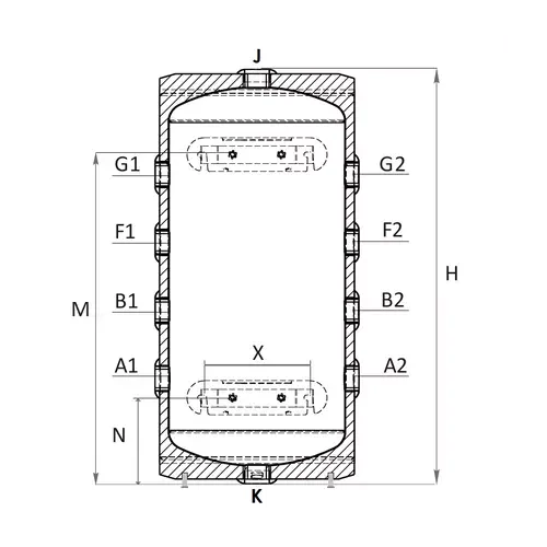 Rezervor de acumulare Puffer pentru pompe de caldura Sunsystem PSM 100 litri