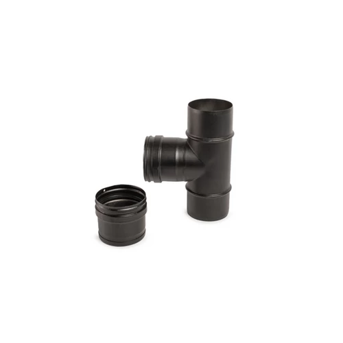 TUB DE FUM DE 90° DIN OȚEL INOXIDABIL CU COLECTOR CU ELEMENT 