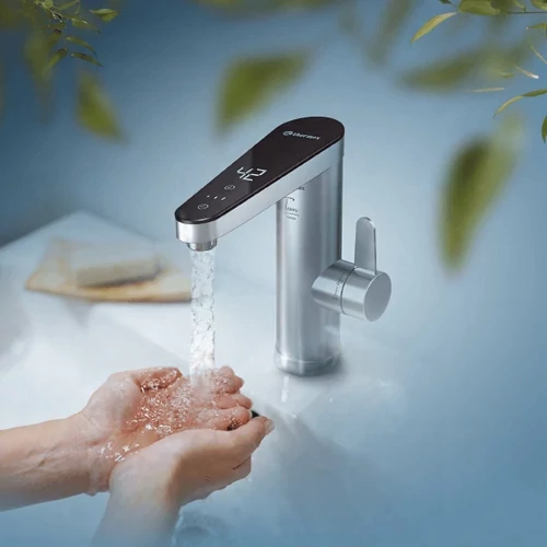 Robinet electric Instant 3500 W, Afisaj Led, Panou Touch, 3 setari incalzire, Inox, IPX4 - Thermex Tesoro