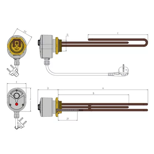 UNIVAL rezistență electrică de încălzire 3 kW - cu termostat încorporat (5/4