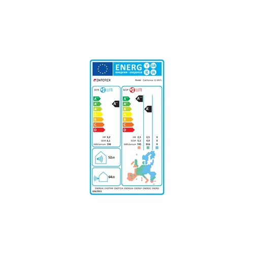 Aer condiționat split inverter cu Wi‑Fi, 12000 BTU – Wentorex California