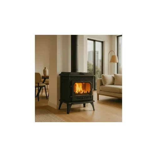 Șemineu din fontă cu plită, pe lemne și brichete, WENTOREX Bolzano WS-D, 14 kW