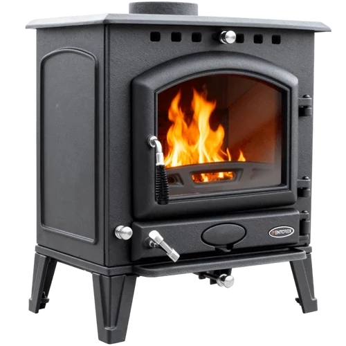 Șemineu din fontă, pe lemne și brichete WENTOREX Novara WS-D, 8 kW, negru mat