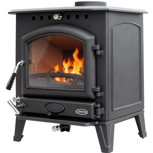 Șemineu din fontă, pe lemne și brichete WENTOREX Novara WS-D, 8 kW, negru mat