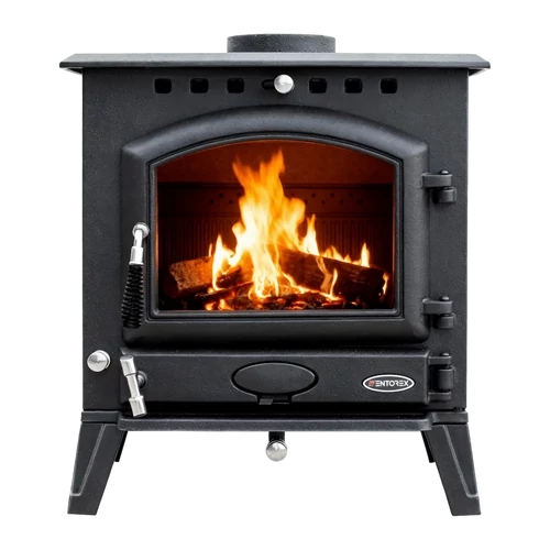 Șemineu din fontă, pe lemne și brichete WENTOREX Novara WS-D, 8 kW, negru mat