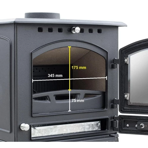 Șemineu din fontă, pe lemne și brichete WENTOREX Novara WS-D, 8 kW, negru mat