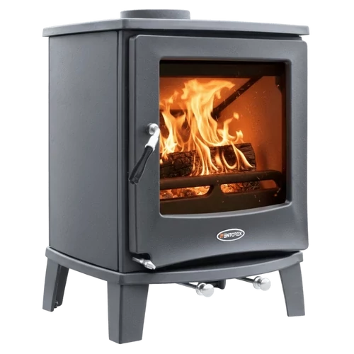 Șemineu din fontă, pe lemne și brichete WENTOREX Tirano WS-D, 5 kW, negru mat