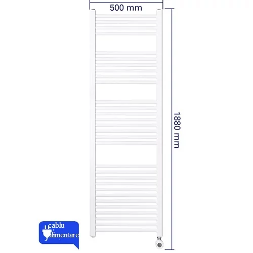 Radiator electric pentru uscarea prosoapelor WENTOREX Tolla Electric 900 W (alb - 500 mm)