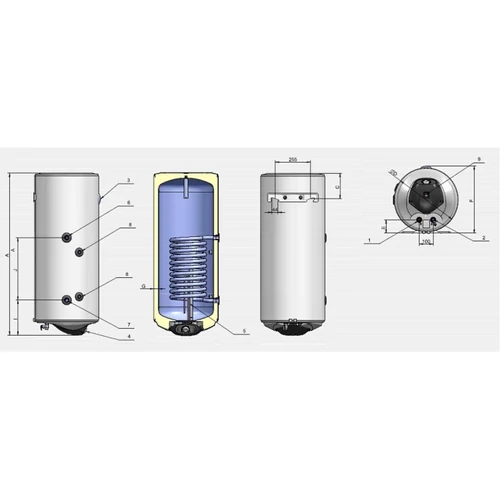 ELDOM Green Line SL150 - rezervor de apă caldă indirectă pentru apă caldă menajeră cu 1 serpentină (stânga / 150 litri / 3 kW / 462 mm Ø)