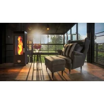 Semineu (Soba) combinată pe lemne și peleți cu ventilator BABA&#039;S Stove Flame FAN 12  (6-12 kW - tablă de oțel)
