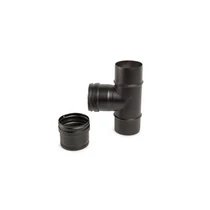 TUB DE FUM DE 90° DIN OȚEL INOXIDABIL CU COLECTOR CU ELEMENT &quot;T&quot; - NEGRU (80 MM)