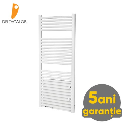 Radiator electric portprosop Deltacalor Goccia 750 + 800 Watti cu funcție de dezumidificare (alb - 500 mm)