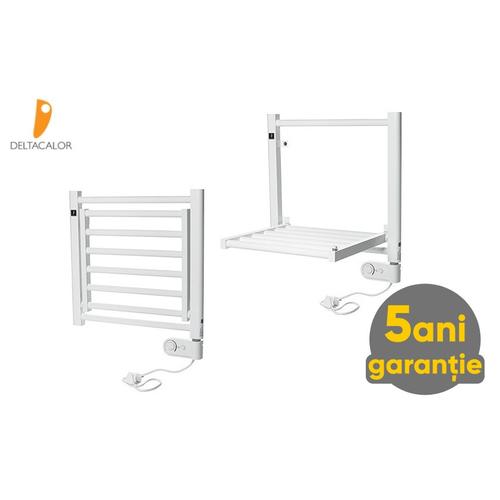 Radiator electric portprosop Deltacalor PAPILLON 150 Watți - cu element pliabil (alb)