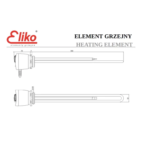 Element electric de încălzire Eliko cu termostat încorporat de 6/4 " inch (inox - 2 kW)
