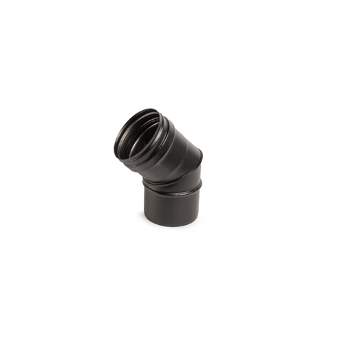 COT DE 45° DIN OȚEL INOX VOPSIT PENTRU COȘUL DE FUM AL SOBEI PE PELEȚI (80 MM)-NEGRU