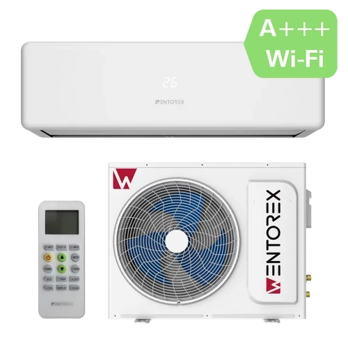 Aparat de aer condiționat tip split de perete, cu funcție de răcire și încălzire cu încălzitor de tavă de picurare (R32 - 3,5 kW) WENTOREX Colorado 12000 WiFi