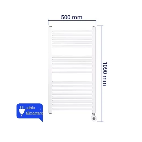 Radiator electric pentru uscarea prosoapelor WENTOREX Tolla Electric 400 Watt (alb - 500 mm)